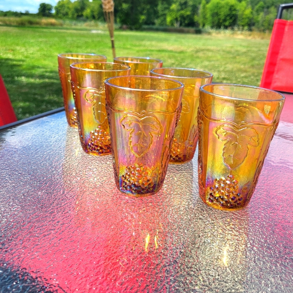 Carnival glass tumblers